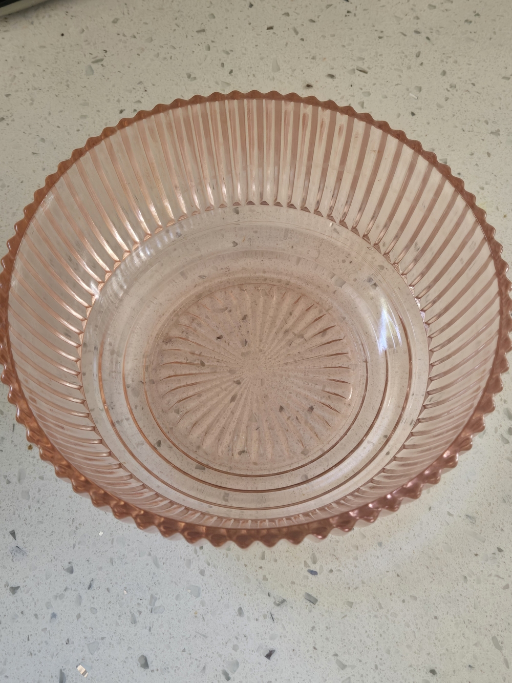 Vintage Anchor Hocking Queen Mary Pink Depression Glass Ribbed Bowl